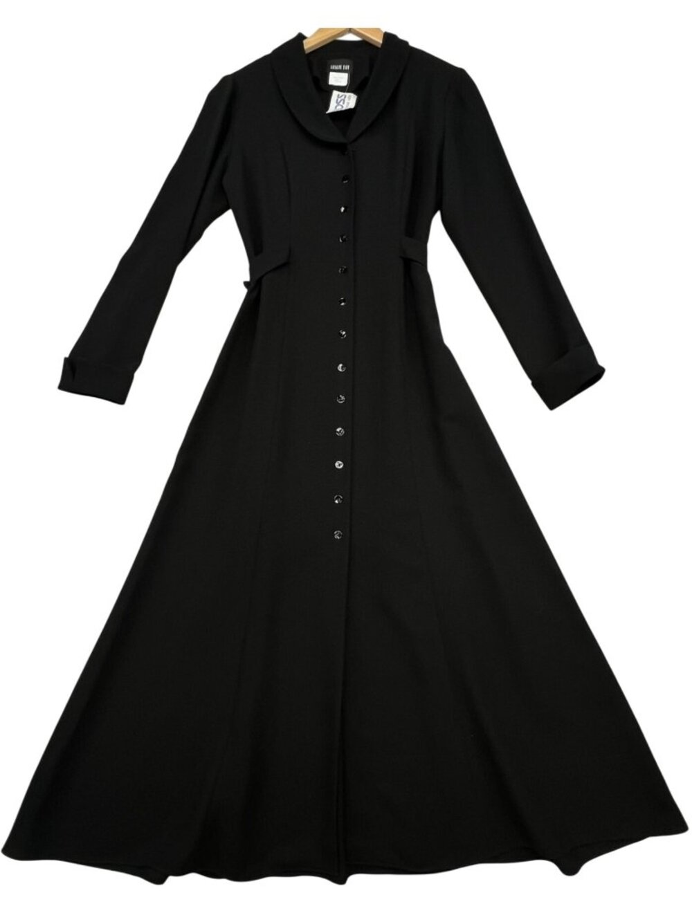 Leslie Fay Women's Button Front Formal Maxi Dress Dark Romantic Size 8 Black